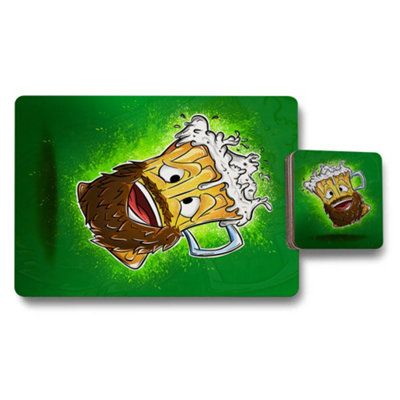 B&Q -  Placemat And Coaster Set With Wood Bottom Designer Artwork Premium Print Collection Exclusive