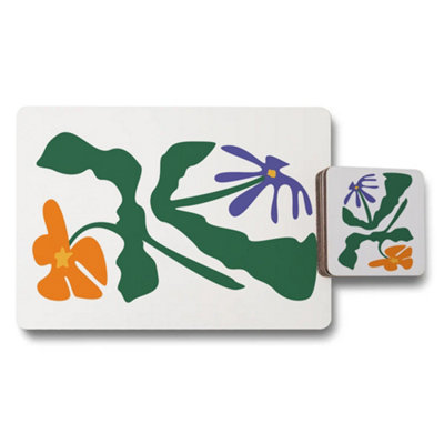 B&Q -  Designer Artwork Placemat And Coaster Set With Wooden Base In Exclusive Limited Edition