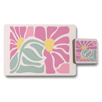 B&Q -  Designer Artwork Placemat And Coaster Set Elite Wood Backing
