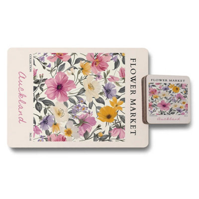 B&Q -  Auckland Flower Market Placemats And Coasters Set From The Exclusive Floral Collection