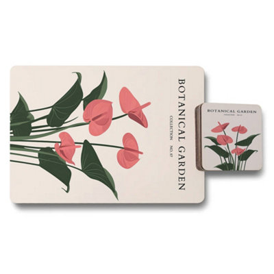 B&Q -  Botanical Garden Collection Placemat And Coaster Set With Wood Bottom Limited Edition