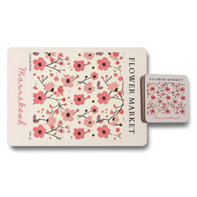 Benjamin Tate Design Limited Marrakech Flower Market Collection Placemats And Coasters Set With Premium Wood Backing from B&Q