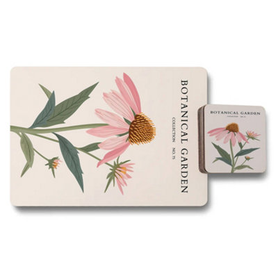 B&Q -  Botanical Garden Collection Placemat Coaster Set With Wood Base Set Of 12 Exclusive
