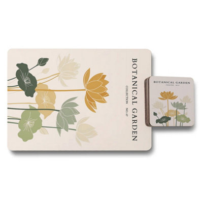 B&Q -  Botanical Garden Collection Placemat And Coaster Set With Wood Bottom Limited Edition