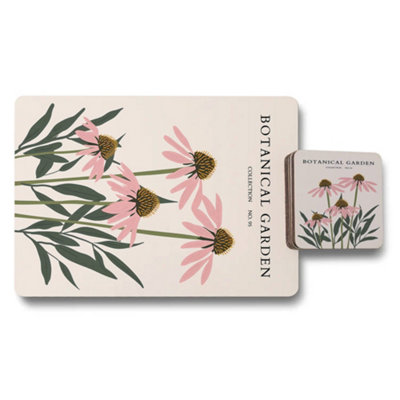 B&Q -  Botanical Garden Placemat And Coaster Set With Wood Bottom Designer Artwork Limited Edition