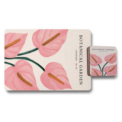 B&Q -  Botanical Garden Collection Placemat Coaster Set With Wood Bottom Limited Edition