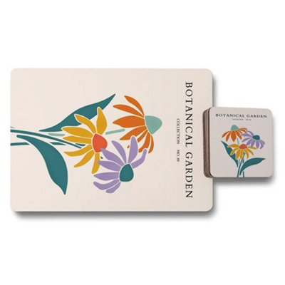 B&Q -  Botanical Garden Placemat And Coaster SetPremium ArtworkWood BottomExclusive Collection