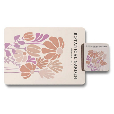 B&Q -  Botanical Garden Collection Placemat And Coaster Set With Wood Bottom Limited Edition