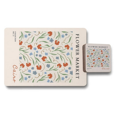 Benjamin Tate Design Cairo Flower Market Placemat Coaster Set 12 Pack With Wood Backing From Exclusive Flower Market Collection from B&Q