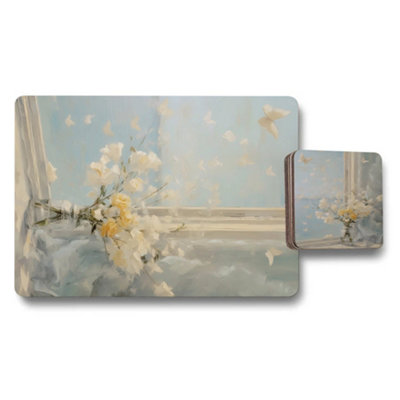 Benjamin Tate Design Signature Collection 12 Piece Placemat And Coaster Set With Wood Backing And Designer Artwork from B&Q