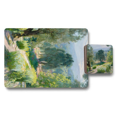 B&Q -  Designer Artwork Placemat And Coaster Set With Wood Bottom Limited Edition Giclée Print
