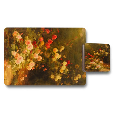 B&Q -  Designer Artwork Placemat Coaster Set With Wood Bottom Elite