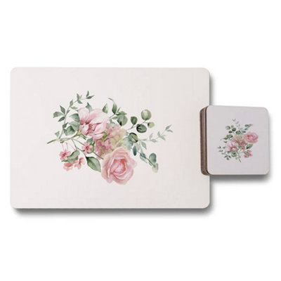 B&Q -  Floral Placemat Coaster Set Designer Artwork Limited