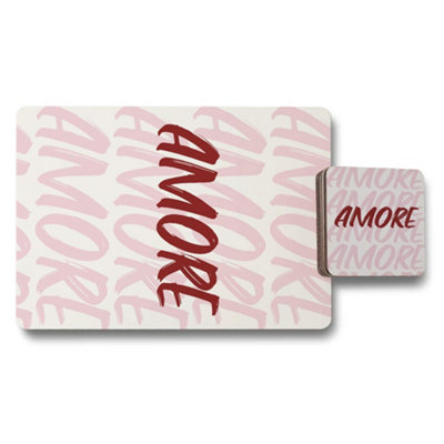 B&Q -  Placemat And Coaster Set Exclusive Edition With Designer Artwork And Wood Bottom