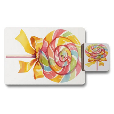Benjamin Tate Design Designer Artwork Lollipop Placemat Coaster Set Limited from B&Q