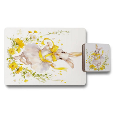 B&Q -  Limited Designer Rabbit Artwork Placemat And Coaster Set