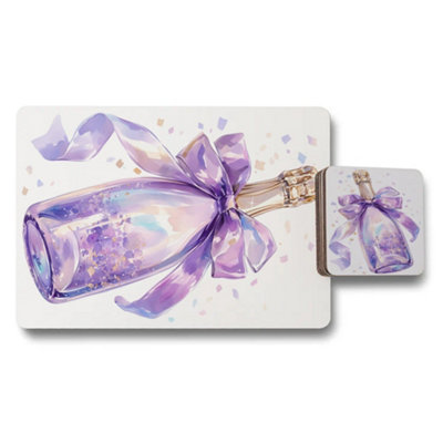 B&Q -  Placemat Coaster Set Wood Bottom Designer Artwork Exclusive