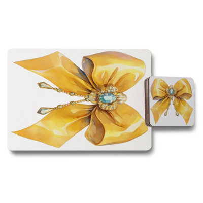 Benjamin Tate Design Designer Bow Placemat And Coaster Set Wood Backed Elite from B&Q