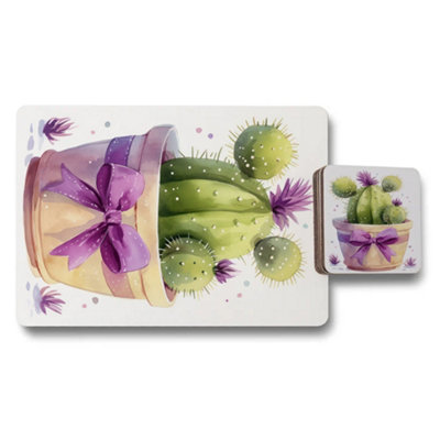 B&Q -  Artisan Cactus Garden Placemats And Coasters Set Fine Art Print Collection Limited Edition