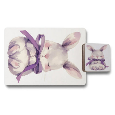Benjamin Tate Design Watercolor Bunny Placemats Coasters Set Exclusive from B&Q