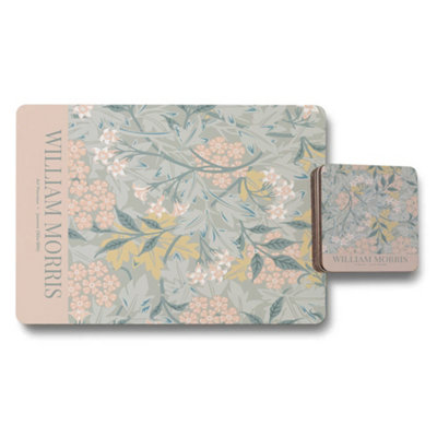 B&Q -  William Morris Placemat And Coaster Set 12 Piece Floral Artwork Heritage Collection Wood Bottom Limited Edition