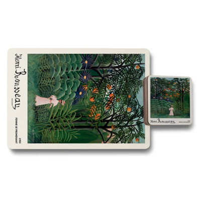 Benjamin Tate Design Henri Rousseau Collection Placemat And Coaster Set With Wood Bottom Limited Edition Design from B&Q
