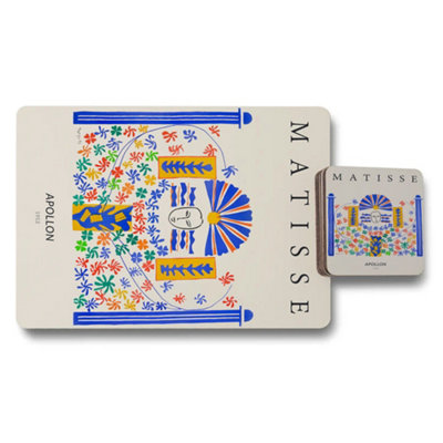 B&Q -  Matisse Apollon Collection Placemat And Coaster SetDesigner ArtworkWooden Base