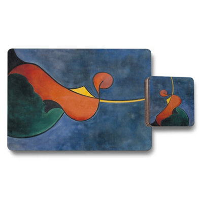 Benjamin Tate Design Designer Artwork Placemat And Coaster Set Wood Base Luxe from B&Q