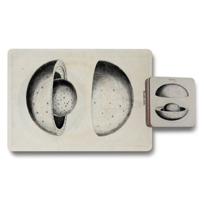 B&Q -  Placemat Coaster Set Wood Bottom Designer Artwork Exclusive