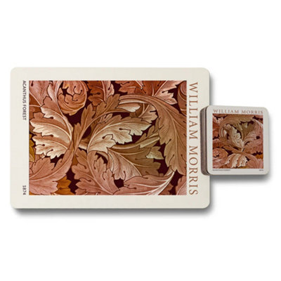 B&Q -  William Morris Acanthus Forest Limited Placemat Coaster Set