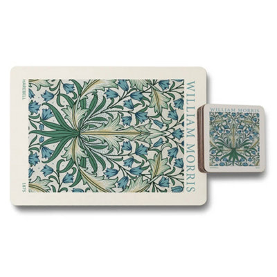 B&Q -  William Morris Placemat And Coaster Set Wooden Bottom Botanical Textile Collection Limited Edition