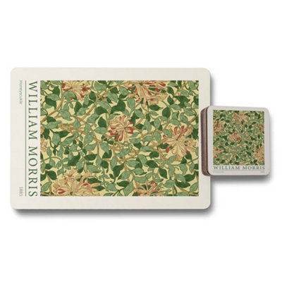 Benjamin Tate Design William Morris Honeysuckle Placemat Coaster Set Limited Run from B&Q