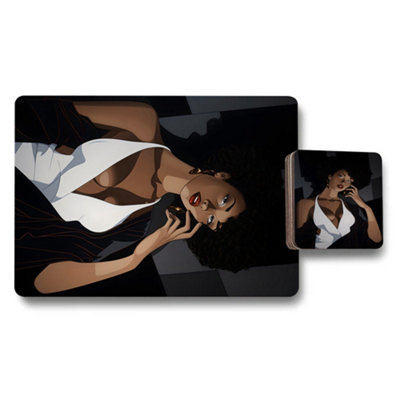 B&Q -  Placemat Coaster Set Wood Bottom Exclusive