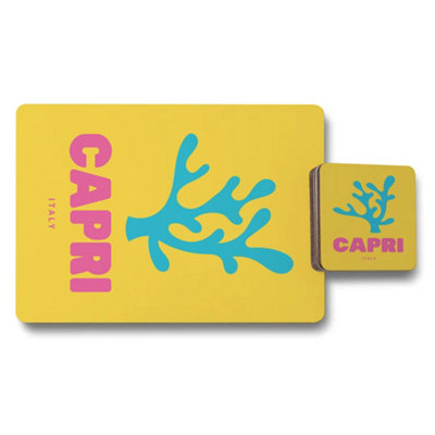 B&Q -  Capri Wood Bottom Placemat Coaster Set Limited Collection