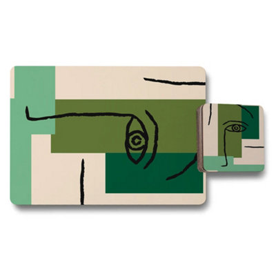 B&Q -  Designer Artwork Placemat And Coaster Set Wood Backed Elite