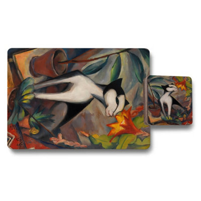 B&Q -  Artistic Cat Placemat Coaster Set Designer Artwork Limited