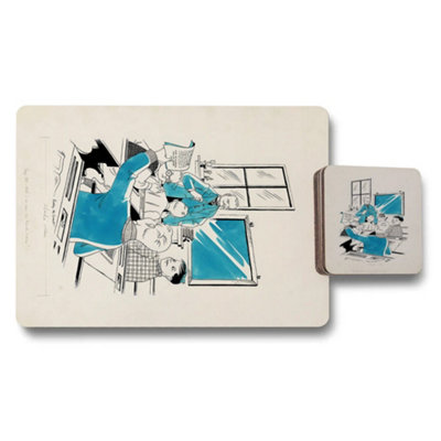 Benjamin Tate Design Limited Wood Base Artwork Placemats And Coasters Set from B&Q