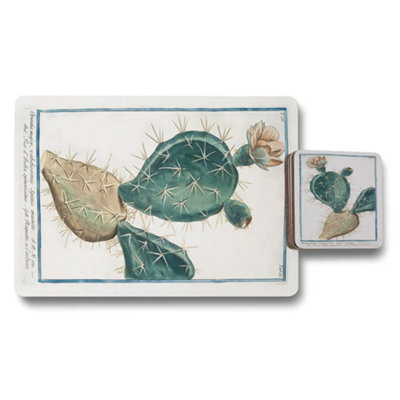 Benjamin Tate Design Placemat And Coaster Set With Wood Bottom Desert Cactus Designer Artwork Limited Edition from B&Q