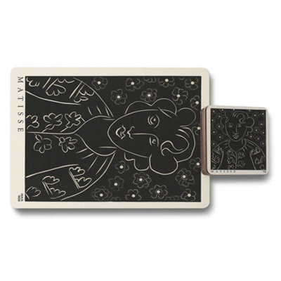 B&Q -  Matisse Collection Placemat Coaster Set 11 By 8 12 Piece With Wood Base Limited Edition