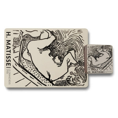 Benjamin Tate Design H Matisse Le Grand Bois Placemat Coaster Set Wood Bottom from B&Q