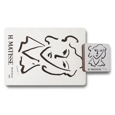 B&Q -  H Matisse Placemat And Coaster Set Abstract Artwork Luxury Wood Backed Limited Edition