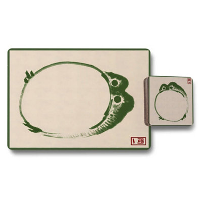 B&Q -  Placemat Coaster Set Designer Artwork Wood Base Exclusive