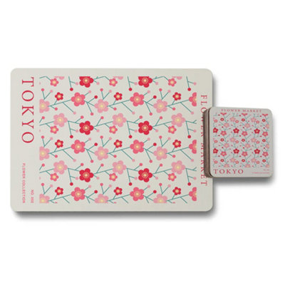 B&Q -  Tokyo Flower Market Placemat Coaster Set Flower Market Collection Limited Edition No 02