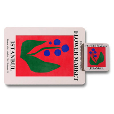 B&Q -  Flower Market Istanbul Wood Placemat Coaster Set Exclusive