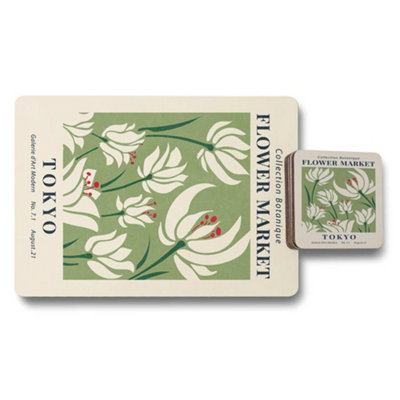 B&Q -  Tokyo Flower Market Collection Botanique Placemat And Coaster Set Limited Edition