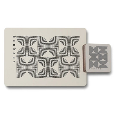 Benjamin Tate Design Bauhaus Placemat Coaster Set 12 Designer Artwork Wood Bottom Collection Exclusive from B&Q