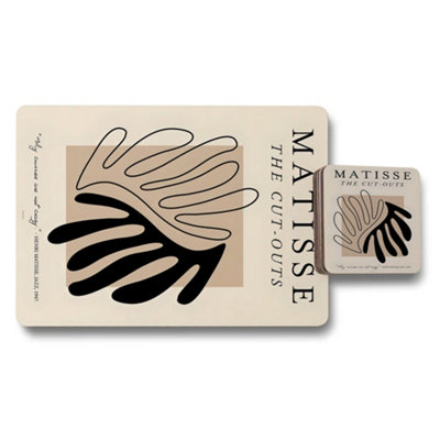 B&Q -  Matisse The Cut Outs Wood Bottom Placemat Coaster Set Limited