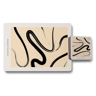 B&Q -  Minimalist Collection Placemat And Coaster Set Limited Wood