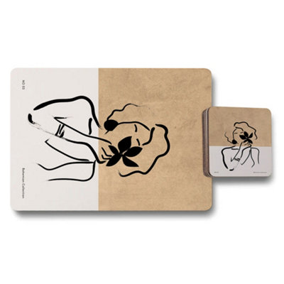 B&Q -  Limited Bohemian Collection Placemats Coaster Set Wood Back