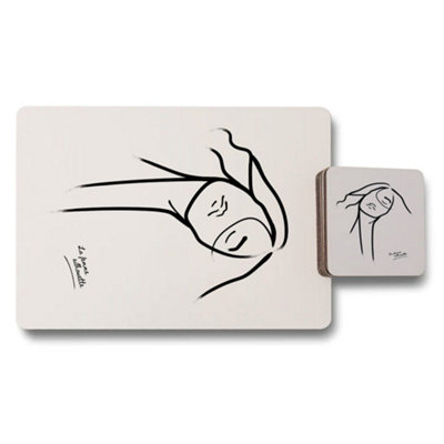 Benjamin Tate Design Placemat Coaster Set With Wood Bottom Designer Artwork from B&Q